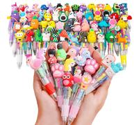 Meriviva 30 Pcs Cute Multicolor Ballpoint Pens, 4 in 1 Novelty Fun Multicolor Pens for Kids, Mini Fun Ballpoint Pen for Party Bag Fillers Kids Party Gifts