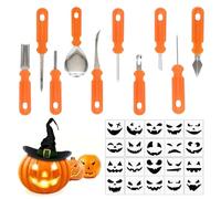 Meriviva 30 Pcs Halloween Pumpkin Carving Kit, Stainless Steel Professional Pumpkin Carving Tools Set with Cutters Stencils for Halloween Pumpkin Decorating