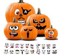 Meriviva 60 Faces Halloween Pumpkin Face Stickers, Pumpkin Decorating Kit, Halloween Arts and Crafts for Kids, Halloween Party Supplies Favors Decorations 30 Sheets