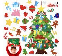 Meriviva Felt Christmas Tree, DIY Felt Christmas Tree for Kids with 32 Pcs Decorations Including Snowman Snowflakes for Xmas Door Wall Hanging Decorations