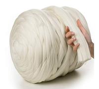MeriWoolArt® 100% Merino Wool Yarn XXL - Super Chunky 4-5 cm Thick Wool for Roving, Needle & Wet Felting, Knitting & Arm Knitting, Ideal for Blankets & DIY Crafts (White, 100 g)