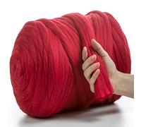 MeriWoolArt® 100% Merino Wool Yarn XXL - Super Chunky 4-5 cm Thick Wool for Roving, Needle & Wet Felting, Knitting & Arm Knitting, Ideal for Blankets & DIY Crafts (Red, 250 g)