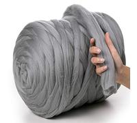 MeriWoolArt® 100% Merino Wool Yarn XXL - Super Chunky 4-5 cm Thick Wool for Roving, Needle & Wet Felting, Knitting & Arm Knitting, Ideal for Blankets & DIY Crafts (Steel, 500 g)
