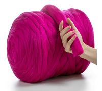 MeriWoolArt® 100% Merino Wool Yarn XXL - Super Chunky 4-5 cm Thick Wool for Roving, Needle & Wet Felting, Knitting & Arm Knitting, Ideal for Blankets & DIY Crafts (Dark Pink, 100 g)