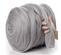 MeriWoolArt® 100% Merino Wool Yarn XXL - Super Chunky 4-5 cm Thick Wool for Roving, Needle & Wet Felting, Knitting & Arm Knitting, Ideal for Blankets & DIY Crafts (Light Gray, 500 g)