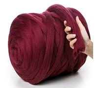MeriWoolArt® 100% Merino Wool Yarn XXL - Super Chunky 4-5 cm Thick Wool for Roving, Needle & Wet Felting, Knitting & Arm Knitting, Ideal for Blankets & DIY Crafts (Burgundy Red, 100 g)