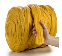 MeriWoolArt® 100% Merino Wool Yarn XXL - Super Chunky 4-5 cm Thick Wool for Roving, Needle & Wet Felting, Knitting & Arm Knitting, Ideal for Blankets & DIY Crafts (Yellow, 250 g)