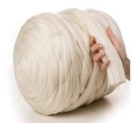MeriWoolArt® 100% Merino Wool Yarn XXL - Super Chunky 4-5 cm Thick Wool for Roving, Needle & Wet Felting, Knitting & Arm Knitting, Ideal for Blankets & DIY Crafts (Natural Colour, 50 g)
