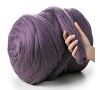 MeriWoolArt® 100% Merino Wool Yarn XXL - Super Chunky 4-5 cm Thick Wool for Roving, Needle & Wet Felting, Knitting & Arm Knitting, Ideal for Blankets & DIY Crafts (Powder Violet, 100 g)