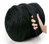 MeriWoolArt® 100% Merino Wool Yarn XXL - Super Chunky 4-5 cm Thick Wool for Roving, Needle & Wet Felting, Knitting & Arm Knitting, Ideal for Blankets & DIY Crafts (Black, 100 g)