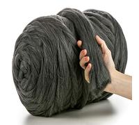 MeriWoolArt® 100% Merino Wool Yarn XXL - Super Chunky 4-5 cm Thick Wool for Roving, Needle & Wet Felting, Knitting & Arm Knitting, Ideal for Blankets & DIY Crafts (Dark Gray Melange, 100 g)