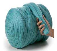 MeriWoolArt® 100% Merino Wool Yarn XXL - Super Chunky 4-5 cm Thick Wool for Roving, Needle & Wet Felting, Knitting & Arm Knitting, Ideal for Blankets & DIY Crafts (Azure Blue, 50 g)