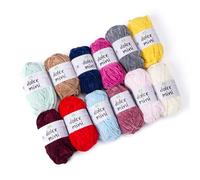 MeriWoolArt Dolce Mini Chenille Yarn Set 12 Colours Multicoloured Set B - 12 x 30 g (360 g) Plush Yarn Made of 100% Polyester, Super Bulky Crochet and Knitting Yarn for Amigurumi, Cuddly Toys and DIY