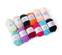 MeriWoolArt Dolce Mini Chenille Yarn Set 12 Colours Multicoloured Set C - 12 x 30 g (360 g) Plush Yarn Made of 100% Polyester, Super Bulky Crochet and Knitting Yarn for Amigurumi, Cuddly Toys and DIY