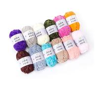 MeriWoolArt Dolce Mini Chenille Yarn Set 12 Colours Multicoloured Set D - 12 x 30 g (360 g) Plush Yarn Made of 100% Polyester, Super Bulky Crochet and Knitting Yarn for Amigurumi, Cuddly Toys and DIY
