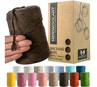 MeriWoolArt Macrame Cord 3mm Brown - Macrame Rope 200m - Super Soft, Single Twist Macrame String - Oeko-Tex 100% Recycled Cotton Macrame Cord Coloured- For DIY Macrame Crafts, Boho Home Décor