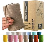 MeriWoolArt Macrame Cord 3mm Sand - Macrame Rope 200m - Super Soft, Single Twist Macrame String - Oeko-Tex 100% Recycled Cotton Macrame Cord Coloured- For DIY Macrame Crafts, Boho Home Décor