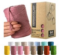 MeriWoolArt Macrame Cord 3mm Violet - Macrame Rope 200m - Super Soft, Single Twist Macrame String - Oeko-Tex 100% Recycled Cotton Macrame Cord Coloured- For DIY Macrame Crafts, Boho Home Décor