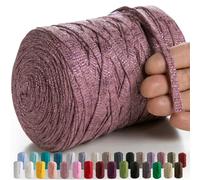 MeriWoolArt Macrame Fabric 10 mm - 125 m Macrame Cord - Macrame Cotton Thread Metallic Lurex - Macrame Weave - DIY Dreamcatcher Wall Macrame Fabric