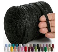 MeriWoolArt® Macrame Textile Yarn for Crochet and Knitting - DIY Glitter Flat T-Shirt Band Yarn Thickness 10 mm, 125 m - Recycled Cotton Yarn with Lurex, Viscose (Lurex Black)