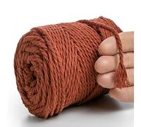 MeriWoolArt Macrame Yarn 4 mm 75 m Red, Cotton Yarn Cord, Thick Macrame Cord for Macrame Wall Hanging, Hanging Basket, Curtain and More DIY Decoration (Terrace, 4 mm x 75 m)