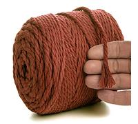 MeriWoolArt Macrame Yarn 6 mm 100 m Red Cotton Yarn Cord, Thick Macrame Cord for Macrame Wall Hanging, Hanging Basket, Curtain and More DIY Decoration (Terra, 6 mm x 100 m)