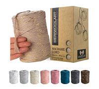 MeriWoolArt® Macrame Yarn Beige - Super Soft Recycled Cotton Yarn, 200 m - Single Twist Macrame Cord - Oeko-Tex Certified - DIY Boho Decorative