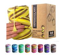MeriWoolArt® Macrame Yarn - Macrame Yarn 3 mm Coloured 200 m - Super Soft Yarn, Single Twist Macrame Cord - Oeko-Tex 100% Recycled Cotton Yarn Coloured - DIY Boho Decorative Macrame