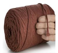 MeriWoolArt Macrame Yarn Red - Macrame Yarn 4 mm Coloured 225 m - Super Soft Cotton Yarn, Simple Twist Macrame Cord for Macrame Wall Hanging, Hanging Basket, Curtain and More DIY Decoration