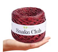 MeriWoolArt Metallic T-Shirt Textile Yarn - 100% Polyester Leather Look 6-8mm x 55m Ideal for Knitting Bags, Purses, Accessories, Shiny Effect Yarn