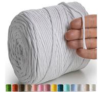 MeriWoolArt® Natural Macrame Yarn, 4 mm, Colourful, 225 m, Super Soft Cotton Yarn, Single Twisted Cord for Wall Hanging, Basket, Curtain and More DIY (White)