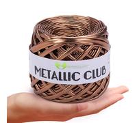 MeriWoolArt® Premium Metallic T-Shirt Yarn, 100% Quality Polyester, Leather Look Yarn for Knitting, 6-8 mm x 55 m Textile Yarn for Pocket Yarn, Purse Yarn, Shiny Yarn, Accessories Yarn