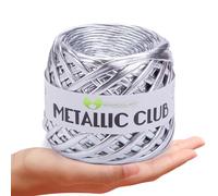 MeriWoolArt® Premium Metallic T-Shirt Yarn, 100% Quality Polyester, Leather Look Yarn for Knitting, 6-8 mm x 55 m Textile Yarn for Pocket Yarn, Purse Yarn, Shiny Yarn, Accessories Yarn