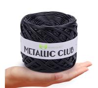 MeriWoolArt® Premium Metallic T-Shirt Yarn, 100% Quality Polyester, Leather Look Yarn for Knitting, 6-8 mm x 55 m Textile Yarn for Pocket Yarn, Purse Yarn, Shiny Yarn, Accessories Yarn