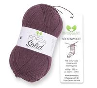 MeriWoolArt Sock Yarn, 75% Virgin Wool Superwash, 100g/420m, Purple, 4-Ply for Socks and Sweaters (Brown-4624)