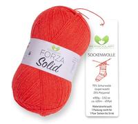 MeriWoolArt Sock Yarn, 75% Virgin Wool Superwash, 100g/420m, Purple, 4-Ply for Socks and Sweaters (Neon Orange-4644)