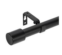 MERJULAN 1 Inch Diameter Black Window Curtain Rod Set - Adjusts 36-72 Inches, Decorative Standard Length with Reinforced Brackets for Bathroom, Kitchen, or Bedroom Drapes