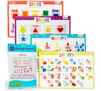 Merka Disposable Placemats for Baby and Toddlers 12" x 18", 20 Pack Stick-on Kids Placemats for Dining Table, Restaurants - Includes Shapes, Numbers, Letters, & Colors