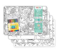 merka Drawing Pad for Kids Placemat 4 Mats with 7 Markers Jungle Space Sea Unicorns Learning Placemat for The Dining and Kitchen Table for Kids and Toddlers Ages 2-6