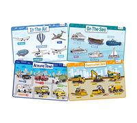 merka Kids Placemats Educational Placemat Non Slip Transport Set City Construction Cars Planes Boats Learning Placemat for The Dining and Kitchen Table