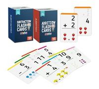 merka Math Flash Cards, 338 Flashcards in Total, Addition and Subtraction, Learning Mathematics, Create Game for Kids, Classroom and Homeschool Toys, 1st to 4th Graders, 2 Sets with 169 Pcs each