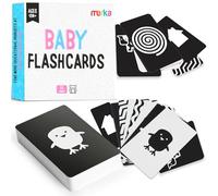Merka Newborn Toys - Black & White High Contrast Toys for Newborns - Set of 50 Flash Cards for Visual Stimulation & Brain/Sensory Development
