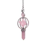 Merkaba Wand Natural Pink Rose Quartz Crystal Dowsing Chakra Pendulum for Divination Real Stone Reiki Pendant for Women Energy Healing