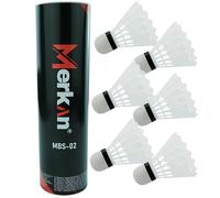 Merkan Badminton Balls, Nylon, Heavy Duty, Training Resistant, Pack of 6, Natural Arrow with High Stability and Durability, White, EVA Head
