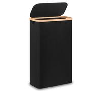 Merkisa 60L Slim Laundry Hamper,Laundry Basket with Lid,Tall Hamper for Laundry,Dirty Cloth Hamper with Bamboo Handle for Toys,Towels, Clothes Organizing,Black