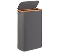 Merkisa Slim Laundry Basket,60L Laundry Hamper with Lid, Tall Hamper for Laundry,Dirty Cloth Hamper with Bamboo Handle for Toys,Towels, Clothes Organizing,Grey