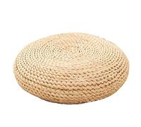Merkts Round Straw Cushion, Silk Wadding, for Home Fitness Yoga Meditation, Beige, 30 * 30 cm