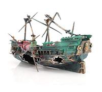 Merkts Shipwreck Decorations, Large Aquarium Fish Tank Decoration, Sunken Galleon Ship Wreck Resin Ornaments, Landscaping Deep Sea Rotten Ship Wreck Decoration (green)