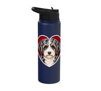 Merle Blue Aussiedoodle Heart Stainless Steel Insulated Water Bottle