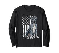Merle Great Dane Dog Lover USA Flag Long Sleeve T-Shirt